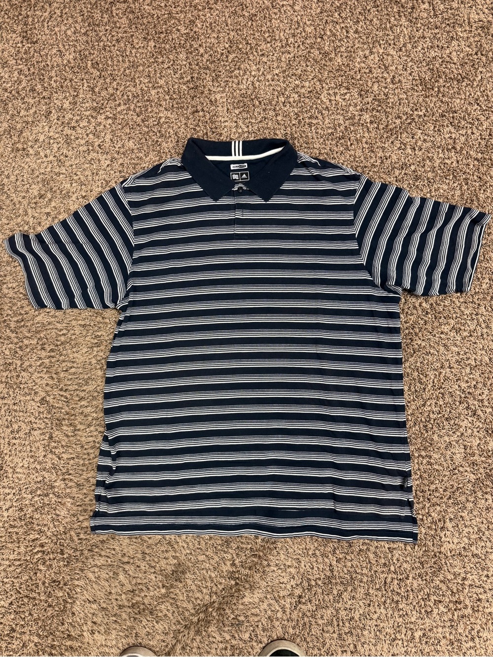 adidas Navy and White Striped Polo / Golf Shirt